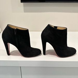 Black suede Louboutin booties